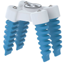 Four finger Gripper for long produce and protein, fish, meat gripping.